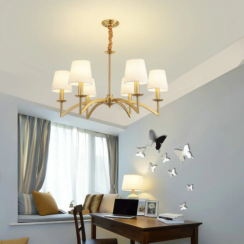 lustre rétro américain tissu led décoration cuisine éclairage suspendu - vue 5 sur 10