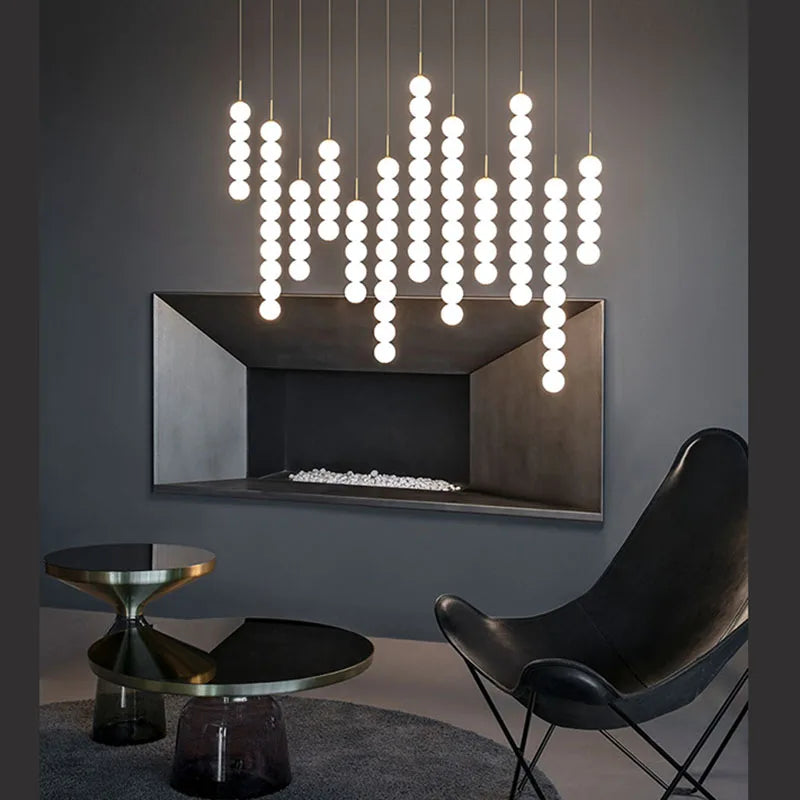 suspension design art deco en verre doré et noir - vue 7 sur 13