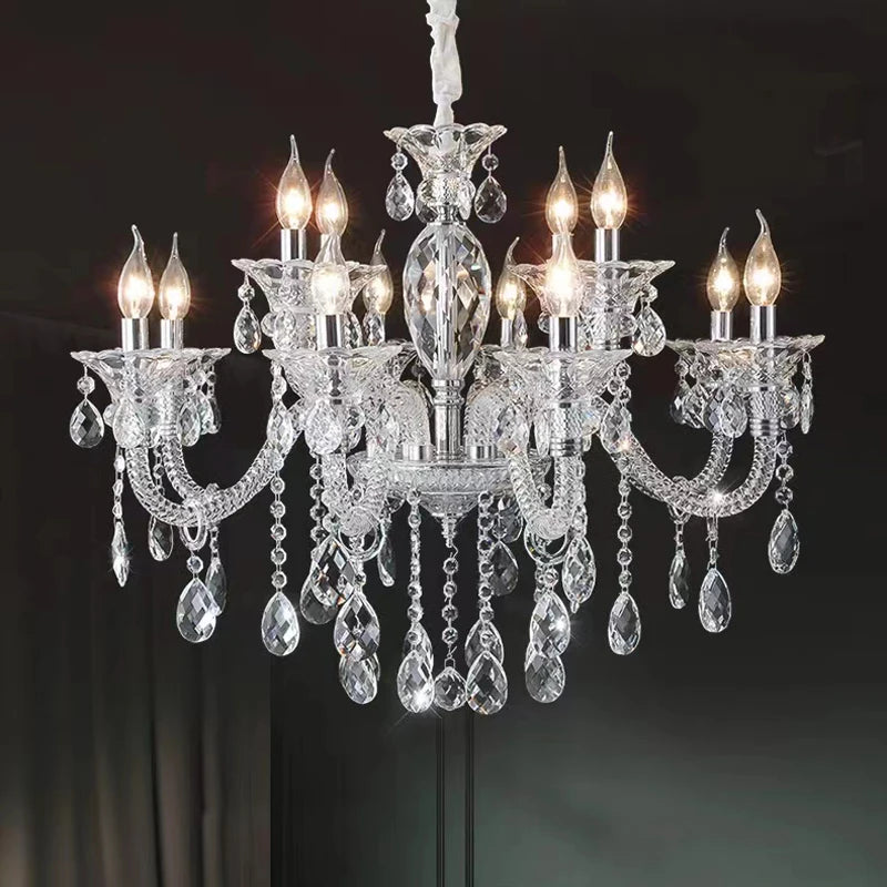 lustre moderne en verre cristal pour espace de luxe - vue 4 sur 13