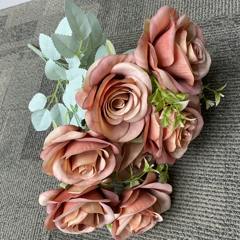 bouquet de roses artificielles en soie décoration florale élégante