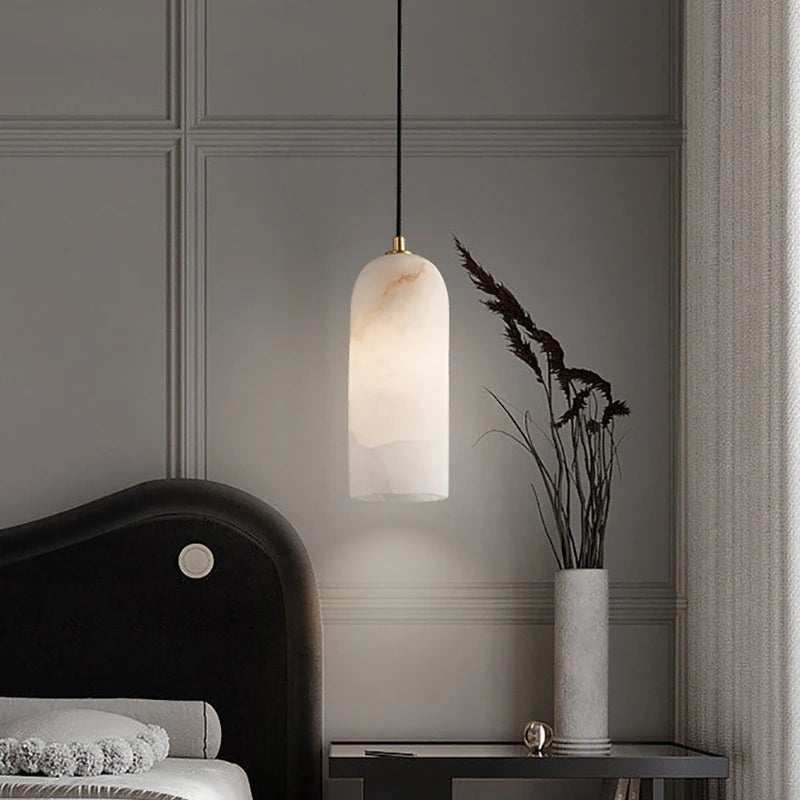 Lustre en laiton et marbre importé - vue 3 sur 19