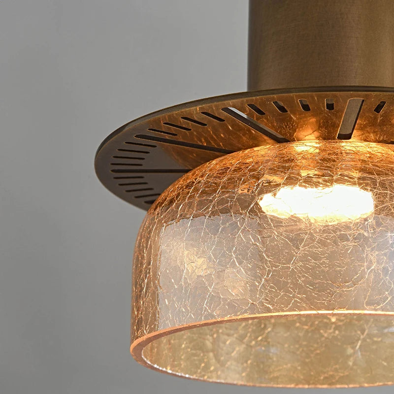 suspension en verre craquelé avec led et cordon réglable - vue 7 sur 12