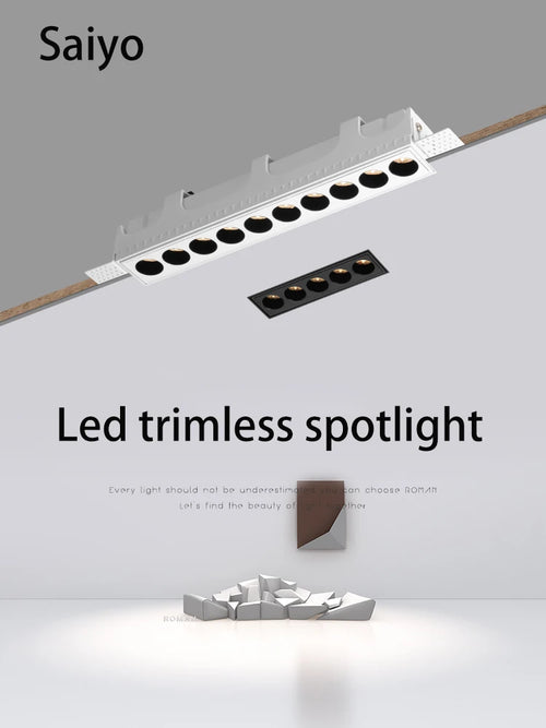projecteur led intégré sans bordure longue grille carré foco