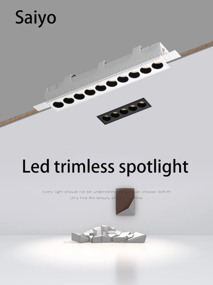 projecteur led intégré sans bordure longue grille carré foco
