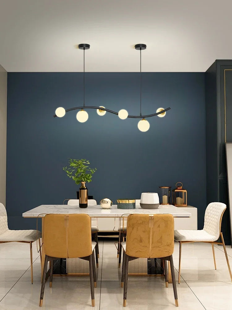 lustre en verre noir style nordique moderne pour restaurant et bar - vue 3 sur 10