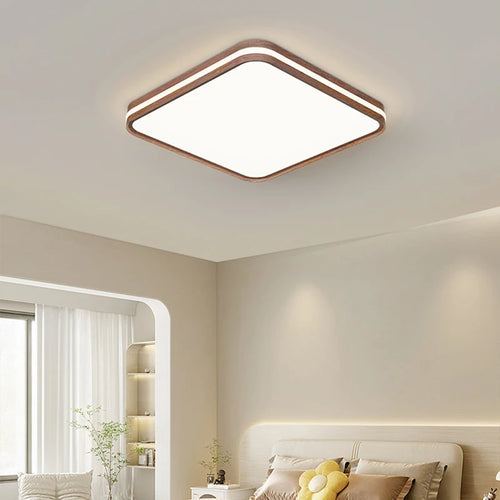 Minimalistischer nordischer Deckenleuchte aus Holz mit moderner LED-Beleuchtung - vue 3 sur 12