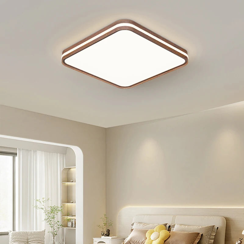 Minimalistischer nordischer Deckenleuchte aus Holz mit moderner LED-Beleuchtung - vue 3 sur 12