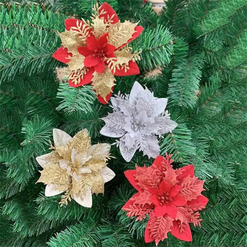 décoration suspendue fleur pailletée pour arbre de noël - vue 4 sur 34
