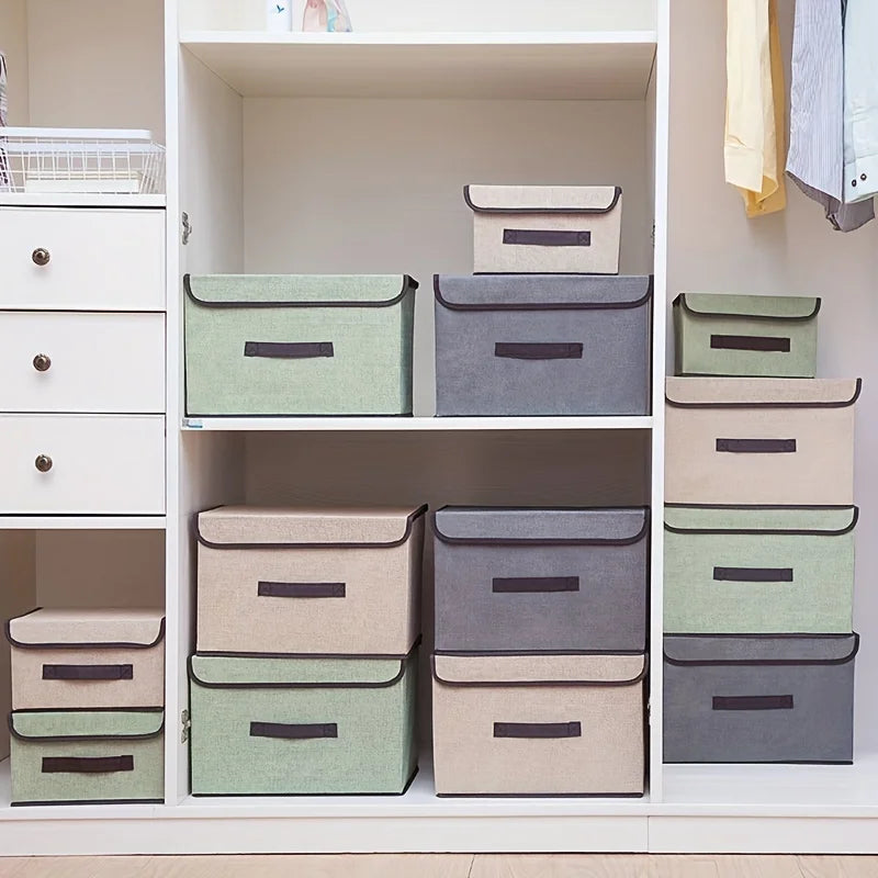 boîte de rangement en tissu pliable avec couvercle anti-poussière - vue 3 sur 12