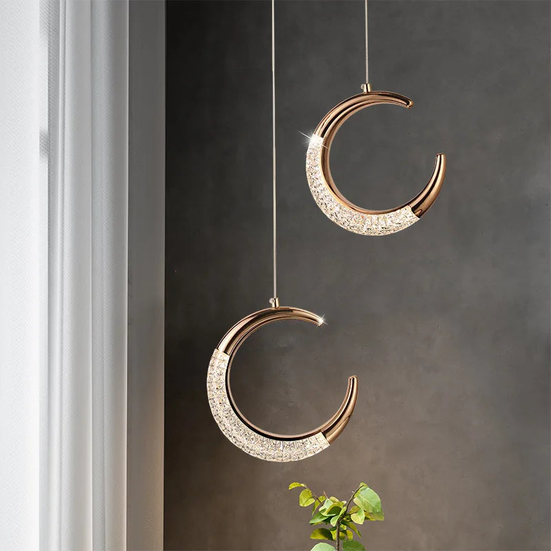 Moderne Nordique LED 1/2 Tête Lustre En Cristal Géométrie Dorée Émeraude Suspension Lumière Décor À La Maison Salon Chambre Éclairage - vue 4 sur 10