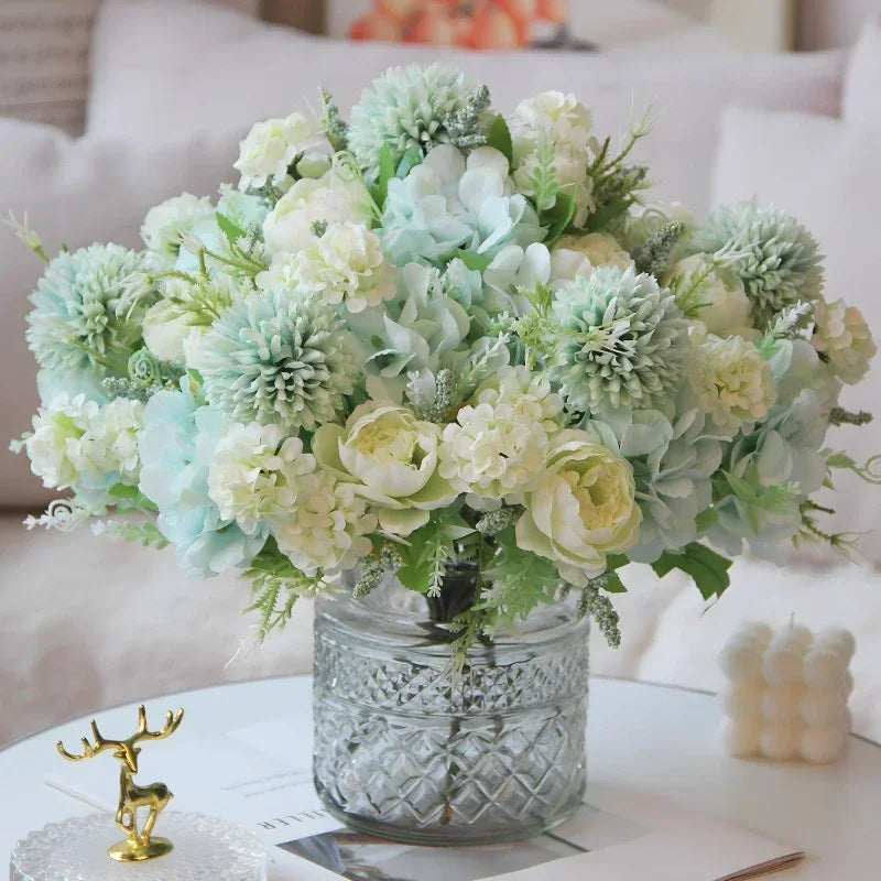 bouquet d'hortensias de pivoines artificielles pour décoration festive - vue 7 sur 11