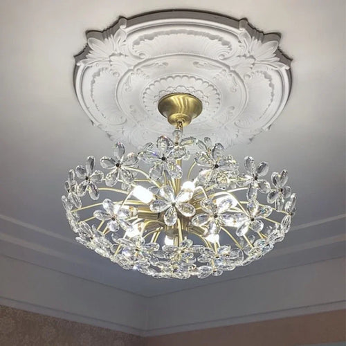 Kronleuchter Deckenleuchte Retro Blume Kristall LED Luxus Dekoration - vue 3 sur 9