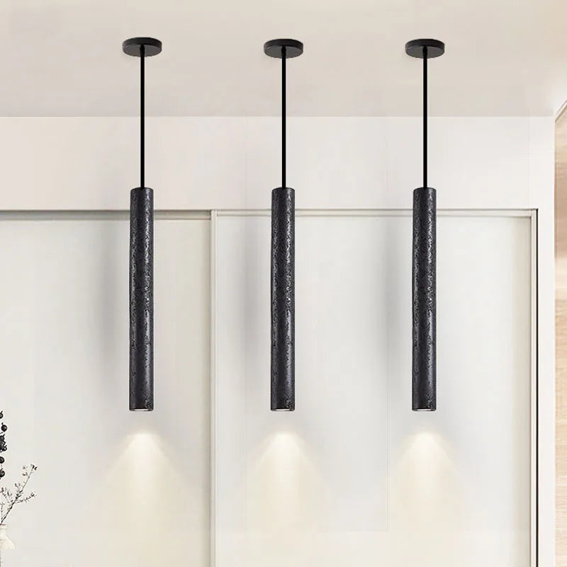 Suspension led ultra-fin en pierre à trous noirs minimaliste moderne - vue 3 sur 6