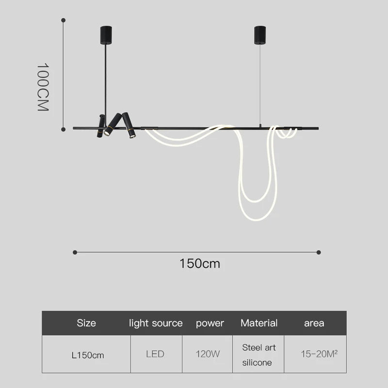 suspension led moderne pour intérieur long et simple - vue 7 sur 8
