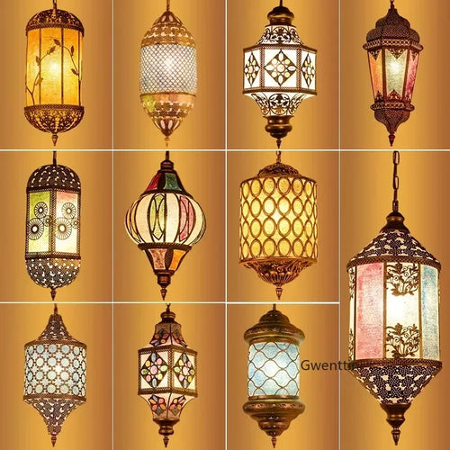 lustre suspendu asiatique décoratif pour intérieur bohème - vue 2 sur 18