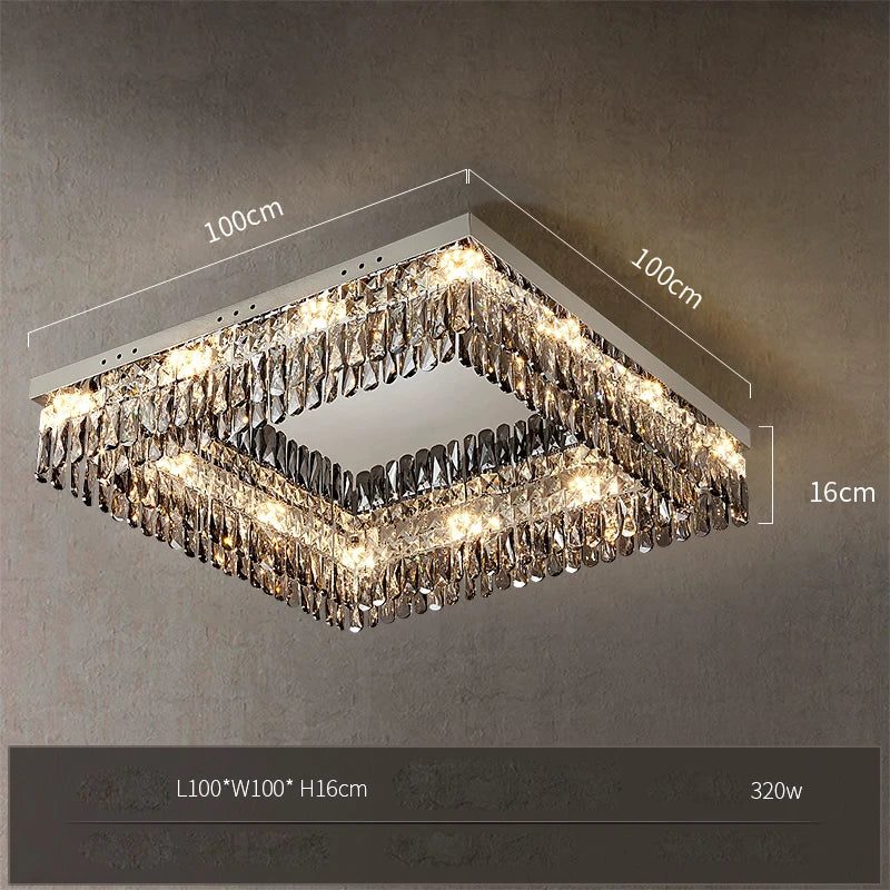 LED-Deckenleuchte quadratisch rechteckig Kristall gold dimmbar - vue 7 sur 18