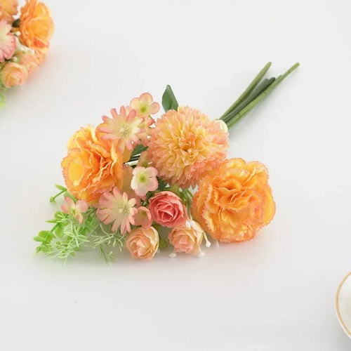 bouquet de roses et œillets en soie décoration florale festive - vue 12 sur 11