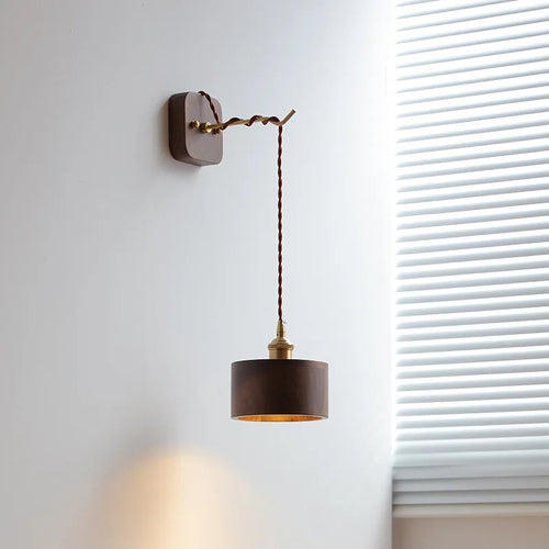 Moderne LED-Wandleuchte aus nordischem Nussbaumholz Wabi-Sabi - vue 3 sur 21