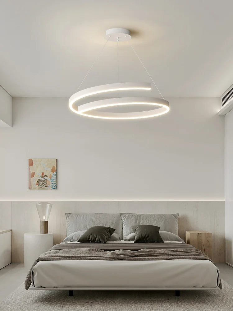 lustre à anneau simple moderne en fer doré avec éclairage LED intérieur - vue 5 sur 15