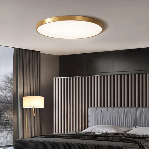 LED-Deckenleuchte Minimalistisch mit Fernbedienung in Gold-Messing - vue 3 sur 10