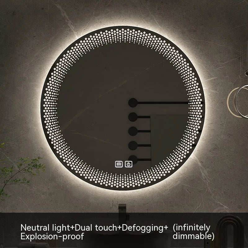 miroir rond à led avec rétroéclairage réglable et antibuée intelligent - vue 12 sur 25