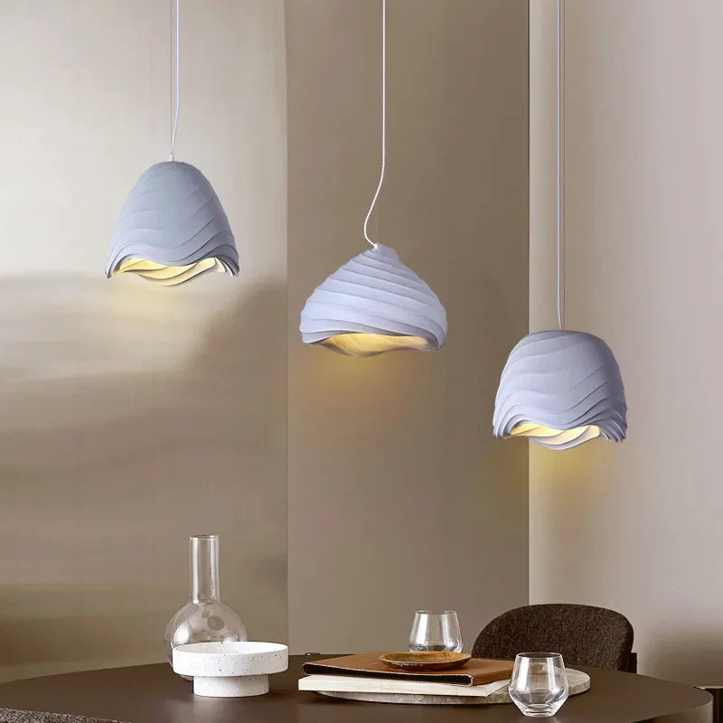 Nordic Wabi-Sabi Wind Chandelier Dining Room LED Pendant Lights Bedroom Study Suspend Lamp Home Decor Cafe Hanging Lamps Fixture - vue 3 sur 13