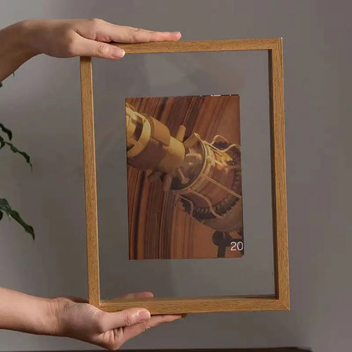 Classic Solid Wood Double-Sided Transparent Acrylic Photo Frame, Framing Photos, Specimens, Certificates, Paintings, Posters - vue 4 sur 9