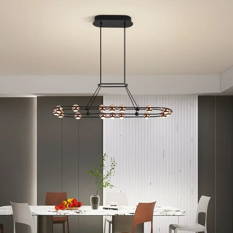 Moderner LED-Kronleuchter in Bohnenform für luxuriöses Wohnzimmer - vue 4 sur 13