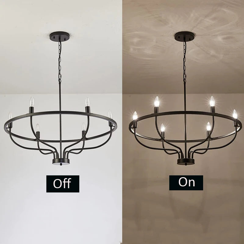 lustre industriel rétro en fer à 6 têtes pour décoration intérieure