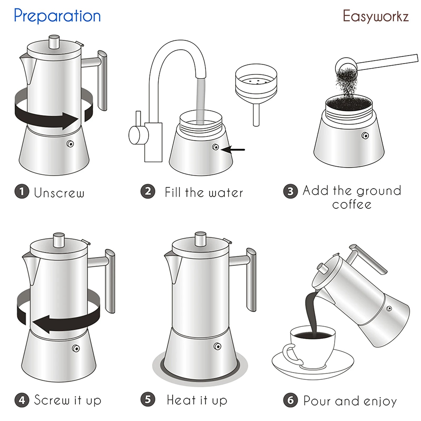 Cafetière italienne induction acier inoxydable easyworkz diego - vue 7 sur 7