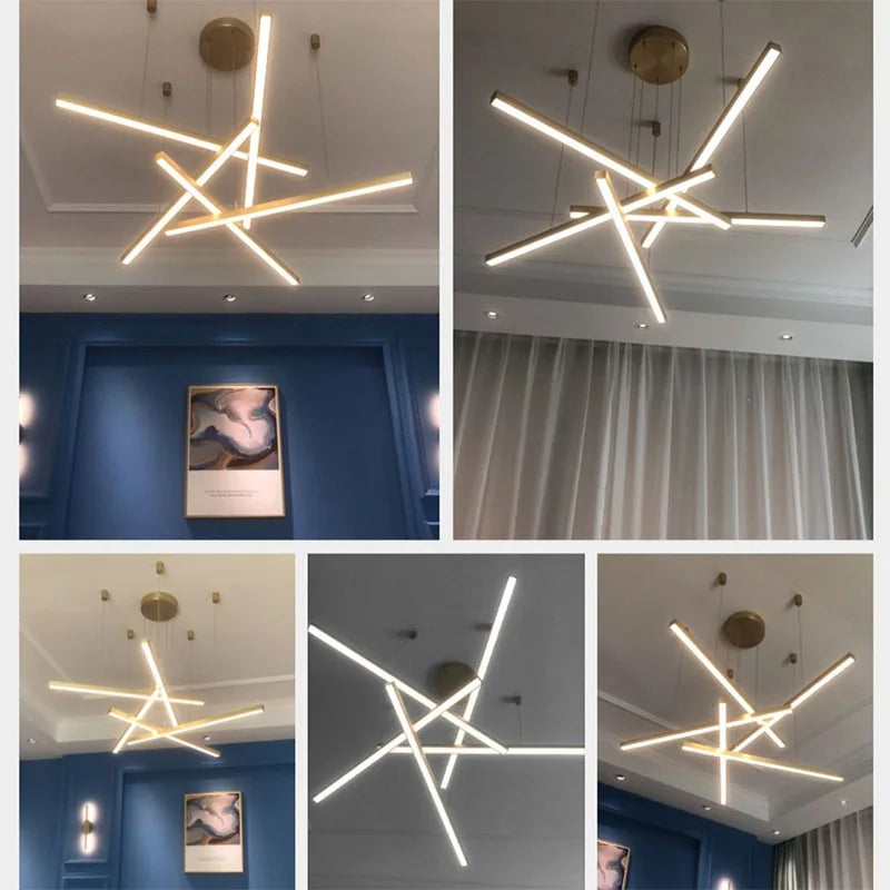 lustre suspendu moderne pour décoration intérieure lumineuse - vue 5 sur 15