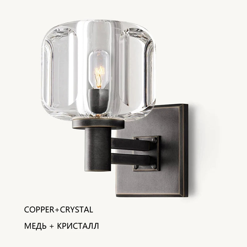 rh demaret applique cuivre cristal éclairage foyer toilettes lampes - vue 4 sur 8
