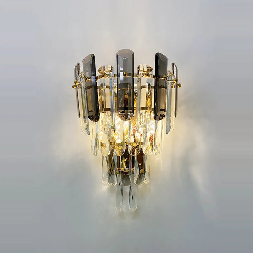 Design-Wandleuchte aus Kristall und goldfarbenem Edelstahl - vue 4 sur 23