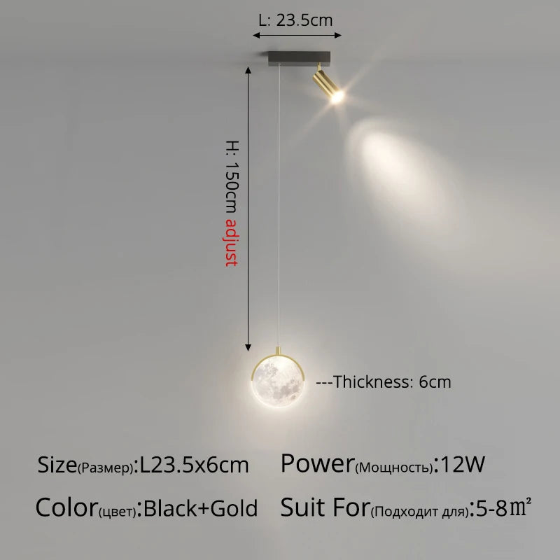 Moderner nordischer LED-Kronleuchter Mond minimalistisch für stilvolle Wohnräume - vue 13 sur 13