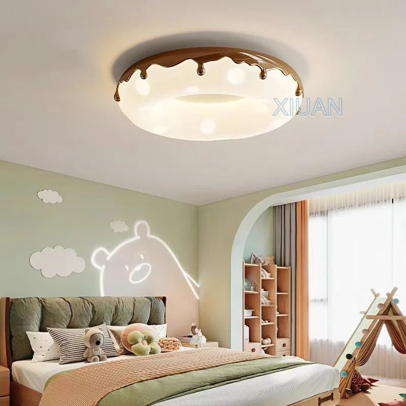 Macron Coloful Donuts Lamp 42cm 52cm Bedroom Ceiling Light White Pink Green Coffee Children‘s Room Chandelier Lights Indoor LED - vue 4 sur 23