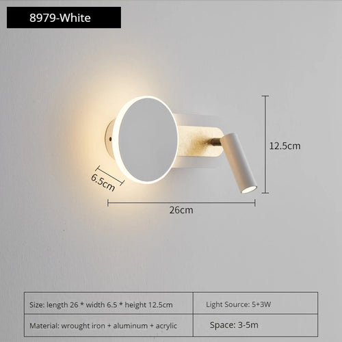 Moderne nordische LED-Wandleuchte rotierbar mit Schalter - vue 9 sur 8