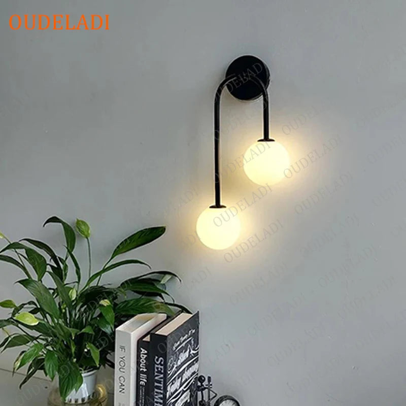 applique murale led boule verre intérieure moderne