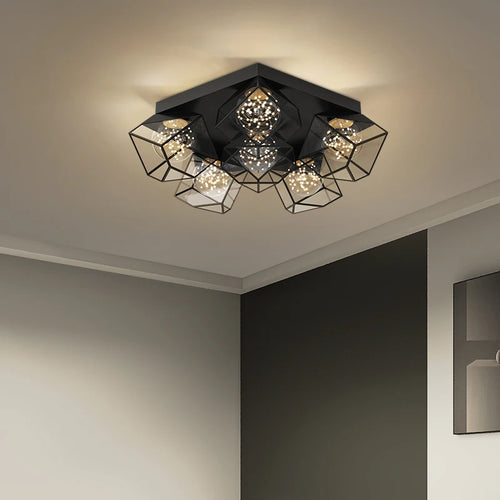 Luxuriöser nordischer Rubik's Cube Kronleuchter mit Sternendesign für das Wohnzimmer - vue 10 sur 10