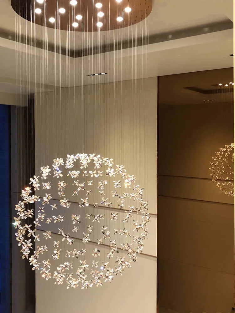 Plafond moderne chambre lustre salon lumière en cristal lustre de luxe circulaire restaurant led luminaire - vue 6 sur 10