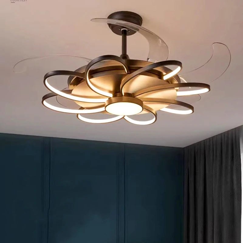 Plafonnier LED moderne avec ventilateur de plafond sans pales