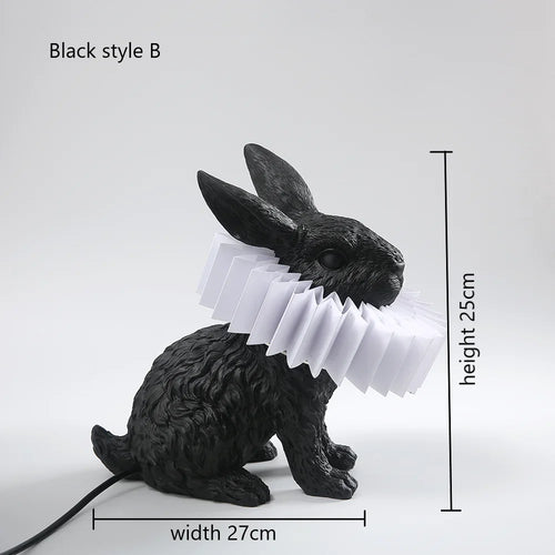 lampe de table créative en résine avec écharpe de lapin décorative - vue 15 sur 15