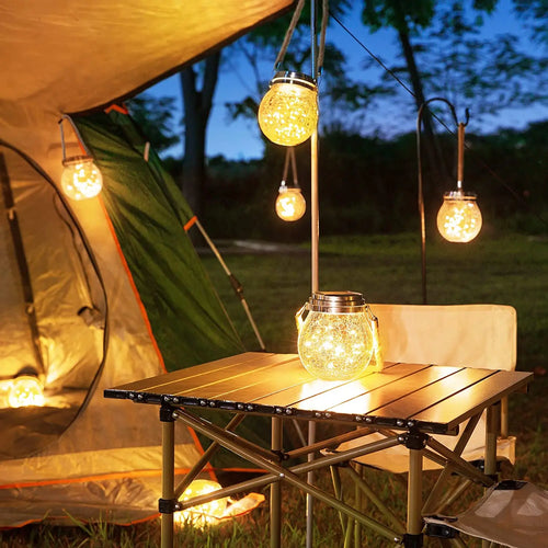 Solarbetriebene Pendelleuchte aus Crackle-Glas für Garten und Außenbereich - vue 3 sur 9
