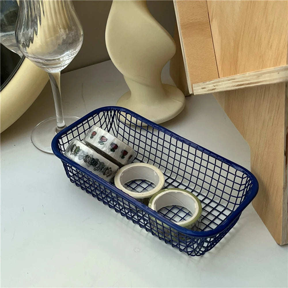 panier de rangement en métal pour bureau et maquillage - vue 8 sur 9