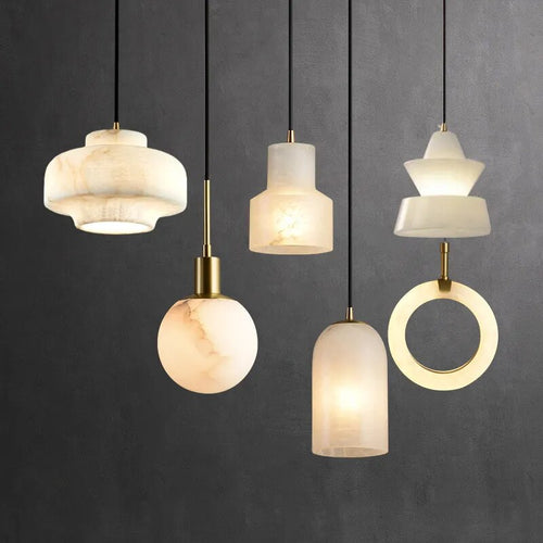 Lampe suspension marbre LED minimaliste