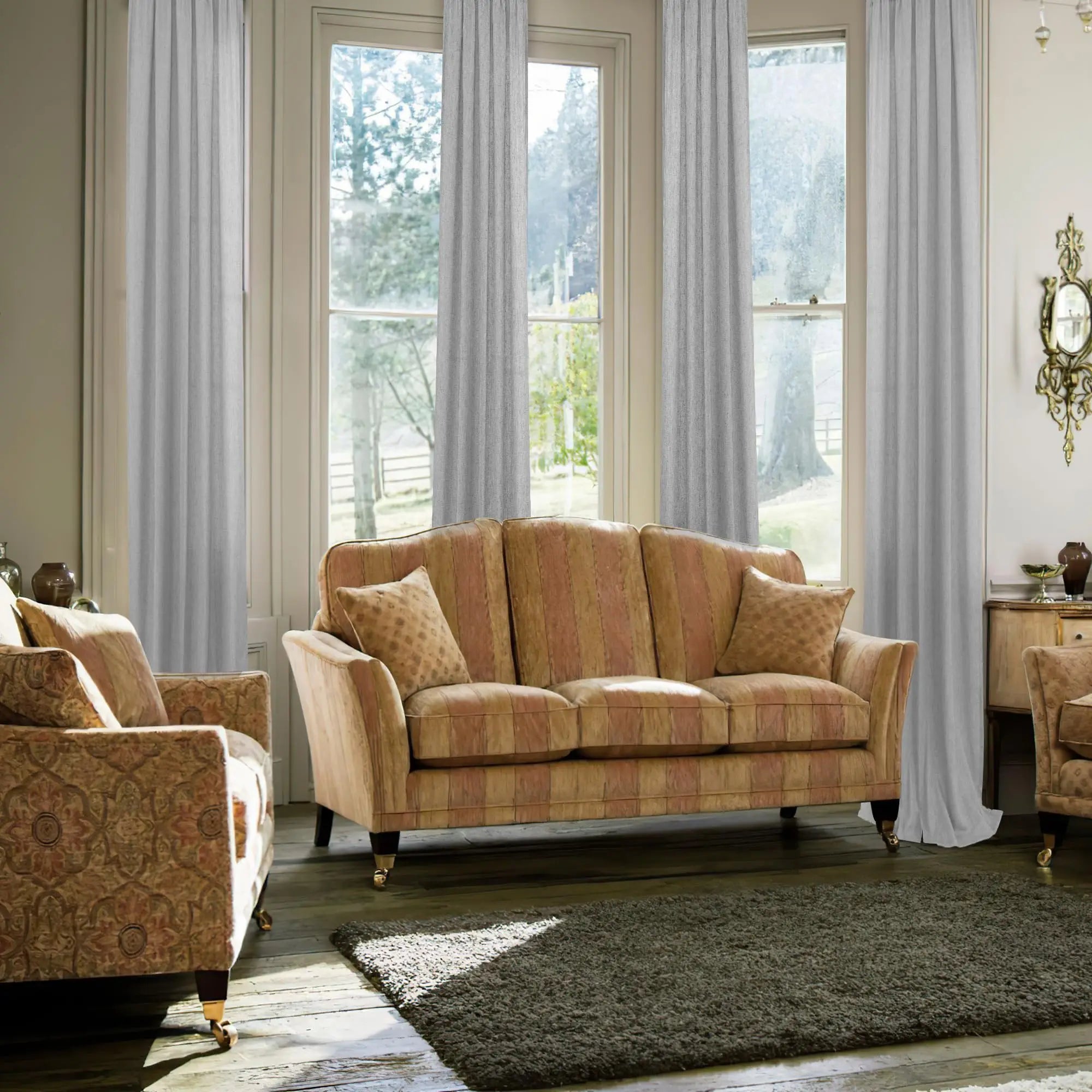 Voilage tulle imitation lin sur mesure grande hauteur - vue 2 sur 10