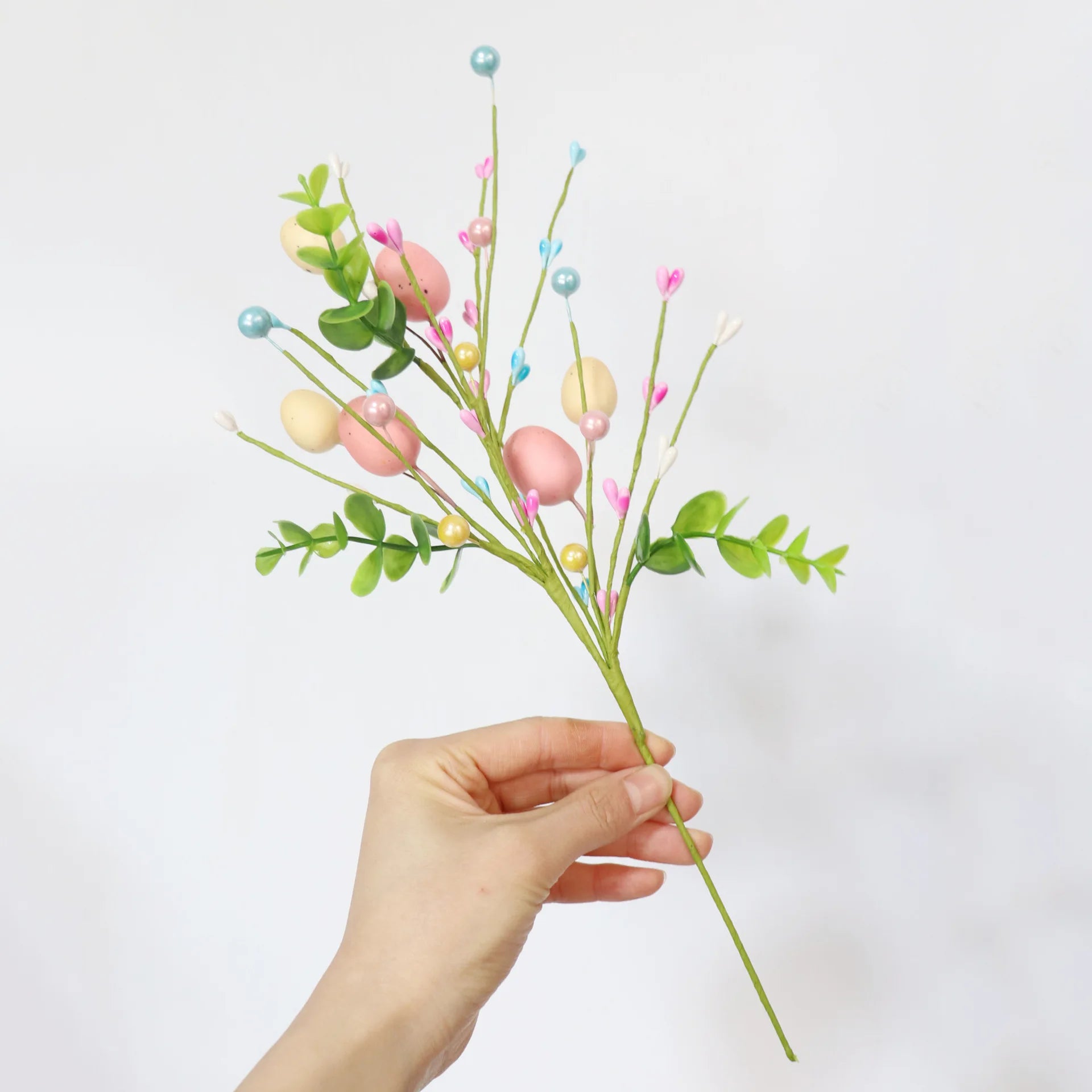 décoration florale artificielle de pâques avec lapins et œufs - vue 10 sur 16