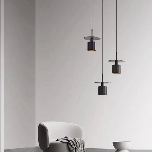 lampe led suspendue en laiton noir avec cordon réglable en cuivre