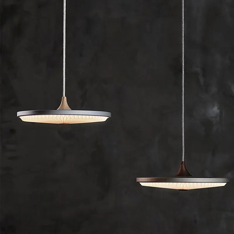 lustre moderne rond à suspension haute qualité plissé led - vue 3 sur 8