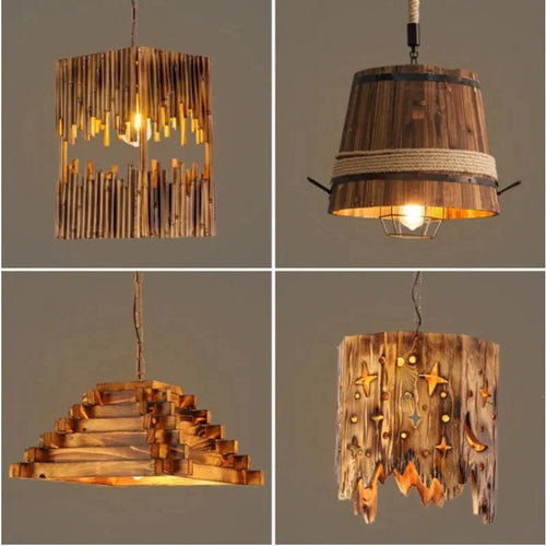 Pendelleuchte aus Holz im nordischen Stil für Restaurants, Cafés und Bars - vue 6 sur 10