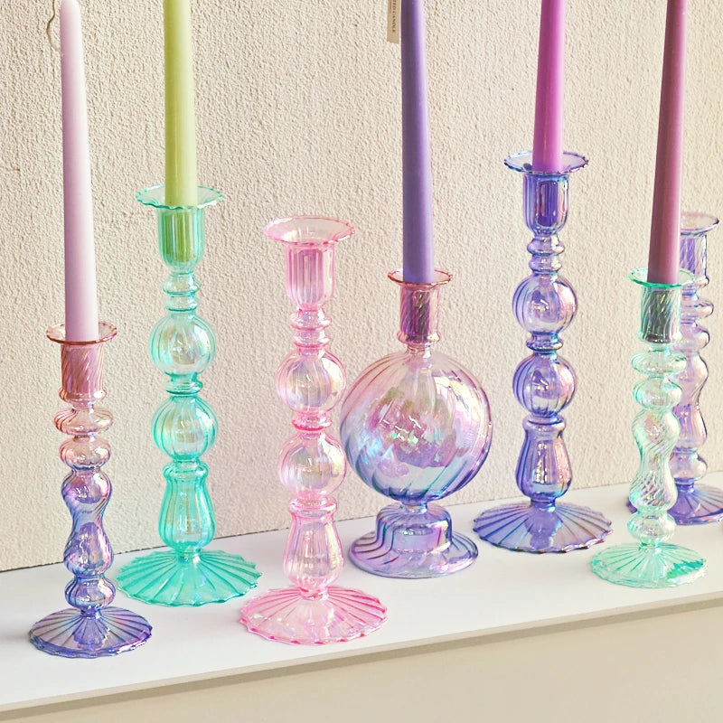 bougeoirs rétro coniques en verre pour décoration élégante - vue 5 sur 32
